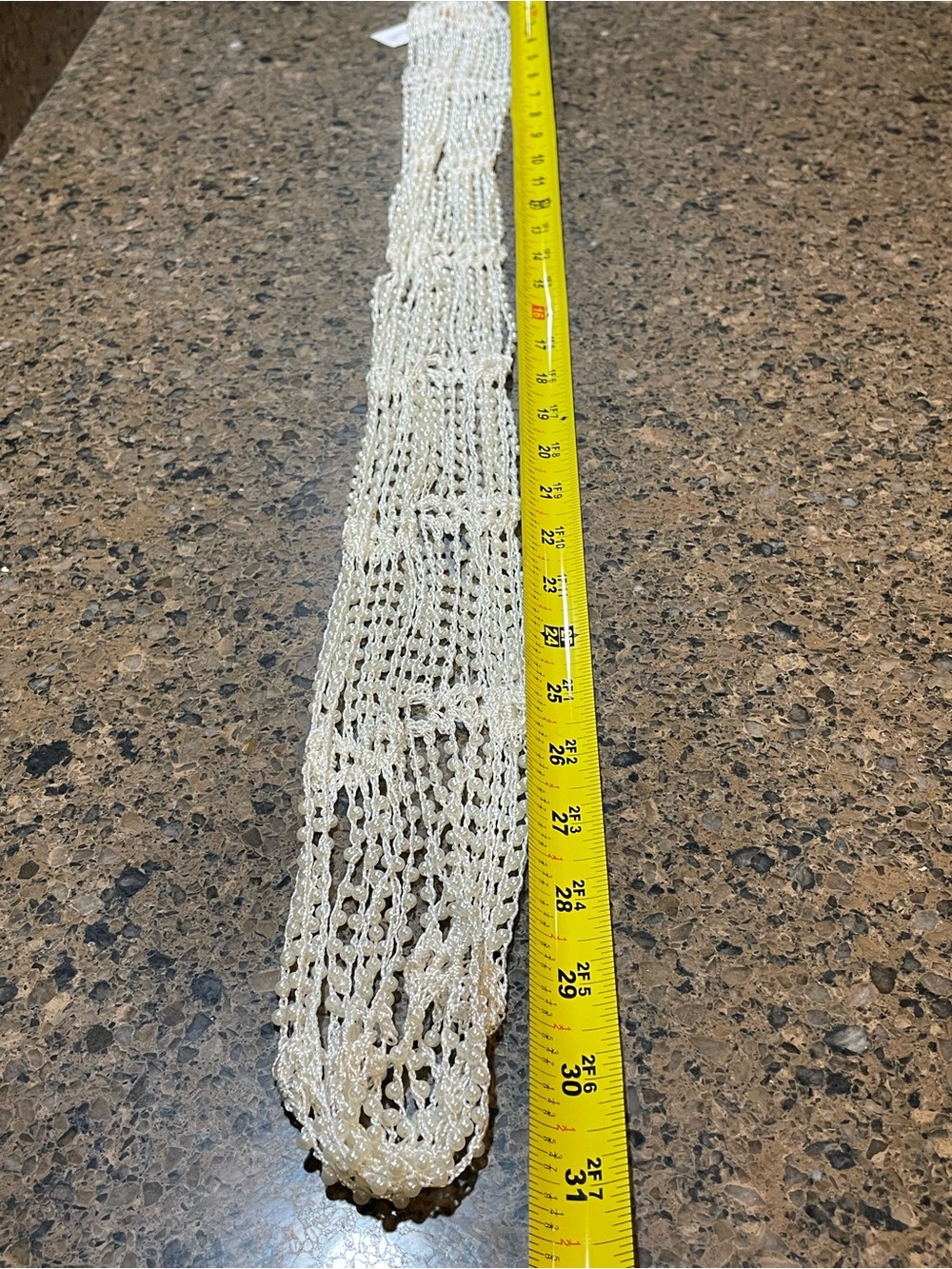 Beachy Coastal Multi Strand Crocheted Cream Off White Faux Pearl Necklace Scarf - Picture 8 of 8